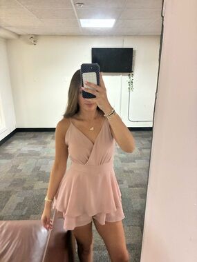 Altar'd State Blush Pink V-Neck Sleeveless Romper Dress